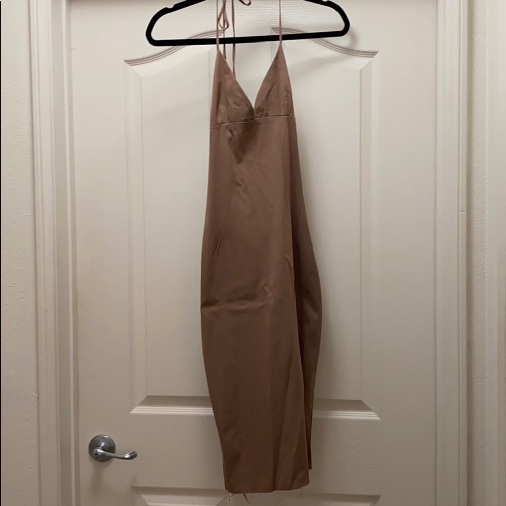 L’Agence nude halter dress